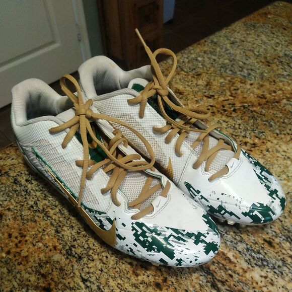 RARE Nike Alpha Pro Football Silver Cleats Men's Size 12.5 White Mid Flywire - Picture 6 of 12